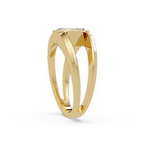 Modern Bezel Set Engagement <b>Ring</b> <b>Emerald</b> Cut Lab Grown Diamond 1.00 ct IGI Certified 14K Pure Gold Split Shank Wedding <b>Rings</b> - Product Image 3
