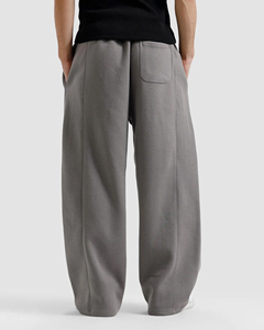 Pantalon de jogging décontracté gris pour homme, coupe large, en molleton, taille élastique, braguette zippée, respirant, imperméable, écologique, tissé, poids moyen - Product Image 5