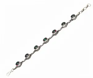 Pulsera de Cadena de Plata 925 Estilo Bohemio con Topacio Místico en Engaste de Bisel, Joyería Unisex para Uso Diario - Product Image 2