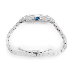 นาฬิกาควอตซ์สแตนเลสสตีลทรงเหลี่ยมแบบฮิปฮอป ประดับเพชร พร้อมหน้าปัดกระจก ดีไซน์หรูหรา สำหรับขายส่ง - Product Image 4