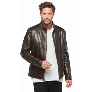 Blouson de motard en cuir PU effet peau de vache pour homme, motif multicolore, manteau d'hiver, fermeture éclair, col montant, respirant, séchage rapide, décontracté - Product Image 5
