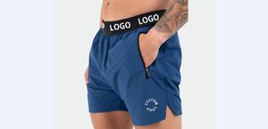 Pantalones Cortos Deportivos para Hombre con Logotipo Personalizado, Cintura Elástica, Dobladillo Dividido Sostenible, 5 Pulgadas de Entrepierna, para Gimnasio y Entrenamiento - Product Image 5