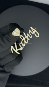 2025 Valentines Day Present Gold Plated Custom Letter With Heart Hook Initial Hip Hop Personalized Cursive Name Pendant Necklace - Product Image 5