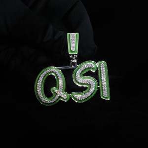 Premium Quality Glowing <b>Custom</b> <b>Name</b> Pendant <b>Necklace</b> Unique Fully Iced Moissanite with Sterling Silver Letters for Parties - Product Image 1