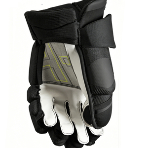 RexFit Sports Unisex Professional Padded Ice Hockey Gloves 100% Polyester <b>Black</b>/Grey Solid Pattern with <b>Velcro</b> Closure - Product Image 3