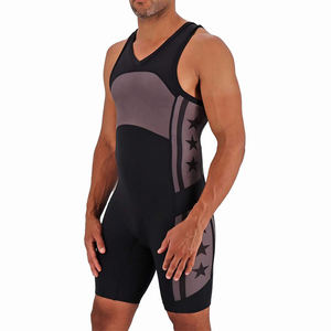 ชุดกีฬา Five B Men Red Wrestling Singlet แขนกุด คอกลม ผ้าสแปนเด็กซ์ โพลีเอสเตอร์ ชุดชิ้นเดียว สำหรับทุกฤดูกาล - Product Image 5