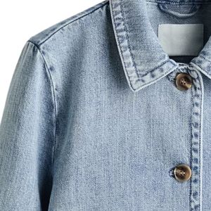 Veste en jean décontractée pour femme, manteau en coton classique à manches longues, boutonnée, vêtement d'extérieur tendance pour le printemps et l'automne - Product Image 4