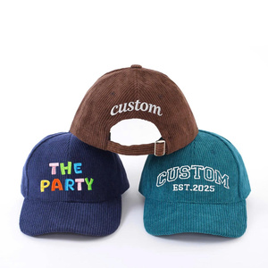 Wholesale Custom Logo Embroidery Corduroy Baseball Cap 6 Panel Cotton Casual Style Unisex <b>Dad</b> <b>Hat</b> Unstructured Curved Brim - Product Image 3