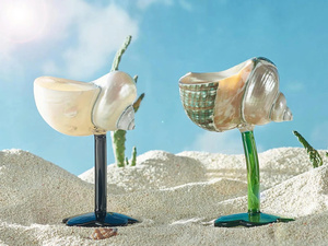 Verres à cocktail de luxe faits à la main, écologiques, à double paroi, en coquillage, vaisselle de bar côtière unique, verre à vin en coquille de conque naturelle, plage - Product Image 3