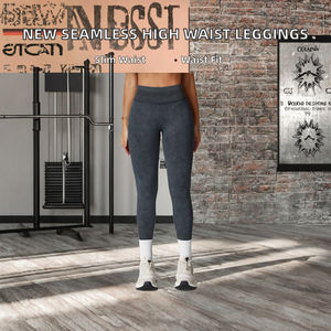 Nouvel Arrivage Leggings de Yoga pour Femme, Unis, Sans Coutures, Effet Délavé, Taille Haute, Extensibles dans les Quatre Sens, Séchage Rapide, Respirants, Longueur Cheville - Product Image 2