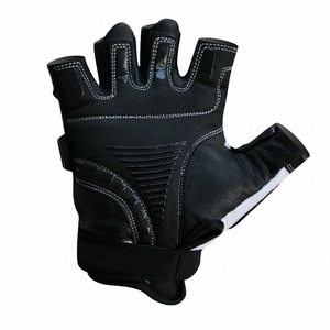 Gants de fitness demi-doigts en maille pour musculation, unisexe, noir et gris, avec coutures, fermeture à enfiler - Product Image 3
