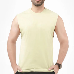 เสื้อกล้ามผู้ชายสีฟ้าอ่อนคุณภาพพรีเมียม สั่งทำโลโก้ได้ คอกลม สีพื้น ผ้าถัก สไตล์ลำลอง - Product Image 1
