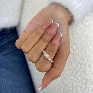 Anillo de eternidad con diamantes de corte marquesa de 1.00 quilates, cultivados en laboratorio, en oro macizo de 14 quilates, para bodas y fiestas, regalo para pareja. - Product Image 4