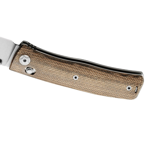 Navajas Plegables Color Marrón Bronceado con Empuñadura con Patrón de Tela, Hoja Plateada, Clip Metálico para Bolsillo y Diseño Ligero para Uso en Exteriores - Product Image 6