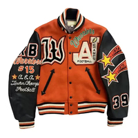 Veste universitaire Top Gun pour homme, manches en cuir PU, patch brodé, col rabattable, fermeture éclair, style décontracté automne