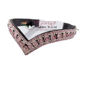 Banda de Frente para Caballo de Cristal Rosa en Forma de V de Lujo, con Botón de Presión para Cambio Rápido, Banda de Brida de Cuero Premium, Accesorio Ecuestre - Product Image 1
