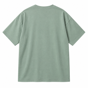 T-shirt à manches courtes pour homme, col rond, jersey en polyester/coton, uni, décontracté, coupe ample, logo sur le devant, vert - Product Image 2