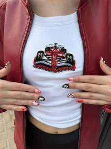 Camiseta sin mangas de algodón acanalado para mujer, corte ajustado, con adornos de cuentas y bordados, ropa casual de verano - Product Image 2