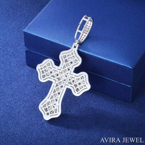 Pendentif Croix Moissanite et Chaîne Maille Cubaine en Argent Sterling 925, Collier Iced Out pour Homme - Product Image 2