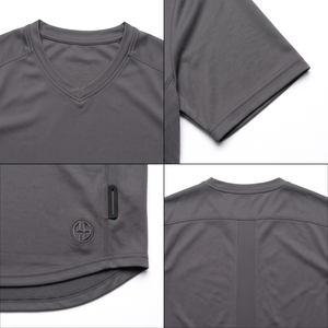 Men's V-Neck Performance Hunting Tee 150G Recycled Polyester Athletic Shirt Heat-Bonded Seamless <b>Camouflage</b> - Product Image 4