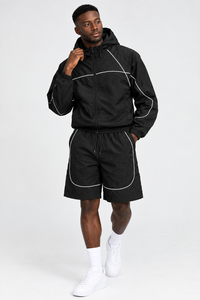 Conjunto Deportivo Ligero con Capucha para Hombre, Chaqueta y Pantalones Cortos, Ropa Deportiva Personalizada, Traje Informal de Dos Piezas para Actividades al Aire Libre - Product Image 5