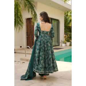 Ensemble de costume Anarkali de créateur pour les fêtes, taille XS, avec imprimé numérique - Product Image 4