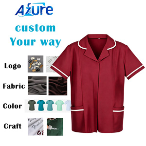 Conjunto de Uniformes Médicos Transpirables de Tela Suave, Manga Corta, Uniforme de Trabajo para Enfermeras de <span class=keywords><strong>Hospital</strong></span> <span class=keywords><strong>con</strong></span> Borde en Contraste - Product Image 1