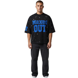 Camiseta con Estampado Gráfico Personalizado, Detalle de Pedrería, Corte Holgado, Algodón Premium, Estilo Hip Hop, Alta Calidad, Proveedor al por Mayor - Product Image 4