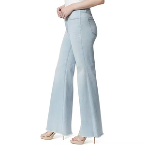 Pantalones vaqueros acampanados OEM personalizados para mujer, transpirables, suaves, holgados, de pierna ancha y recta, estilo High Street - Product Image 2