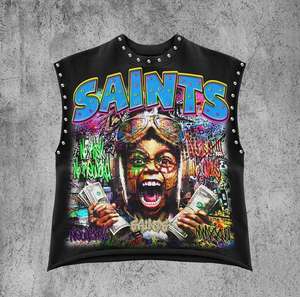 Camiseta sin mangas para hombre, estilo casual, 100% algodón pesado, para gimnasio y entrenamiento, con lavado ácido, estampado DTG del logo, corte holgado - Product Image 3