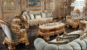 Conjunto de sofás rumanos con tallado a mano, conjunto de sofás de lujo con tallado dorado pulido, muebles de Villa europea, área de vestíbulo - Product Image 6