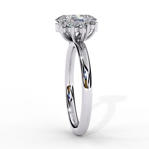 Anillo de Compromiso de Moissanita con Corte Ovalado, Banda Nupcial Redonda Brillante, Chapado en Oro Blanco, Joyería para Mujer - Product Image 3