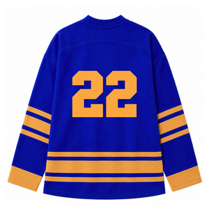 เสื้อฮอกกี้น้ำแข็ง Sigma Gamma Rho Sorority สีน้ำเงินทอง ผ้าตาข่ายโพลีเอสเตอร์ ระบายความชื้น เสื้อทีมกีฬาสำหรับการแสดงของทีม - Product Image 4