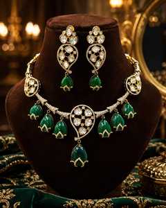 Ensemble de collier traditionnel en laiton plaqué or, style indien, tendance, pour mariage, fête et fiançailles, pour femmes, réglable - Product Image 3