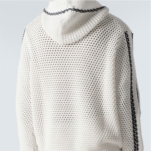 Sweat à capuche vintage personnalisé en tricot, tissu délavé et vieilli, coupe ample, unisexe, streetwear - Product Image 3