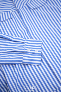 Camisa de Manga Larga a Rayas para Mujer, Verano, Poliéster/Algodón, Cuello Camisero, Manga Convencional, Popelina, Cómoda, KEVA - Product Image 5