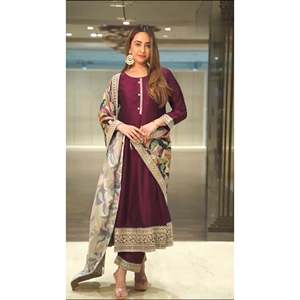 Vestido de noche de diseñador Vestido de trabajo de secuencia de bordado pesado con apariencia de fiesta Dupatta - Product Image 2