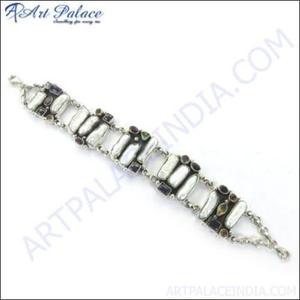 Bracelet tendance en argent sterling 925 avec bracelets finis à plusieurs pierres - Product Image 1