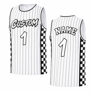 Maillot de basket personnalisé pour homme, sans manches, rayé, en mesh, imprimé par sublimation, respirant, unisexe, vêtements de sport pour adultes - Product Image 1