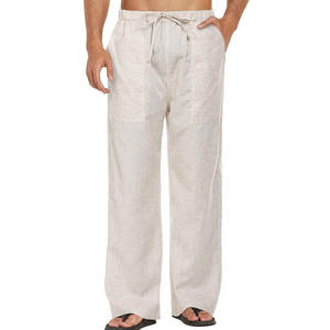 กางเกงผ้าลินินทรงหลวมสำหรับผู้ชาย เนื้อผ้านุ่ม น้ำหนักเบา ดีไซน์สวมใส่สบาย เหมาะสำหรับการเดินทาง พักผ่อน และสวมใส่ในชีวิตประจำวัน - Product Image 1