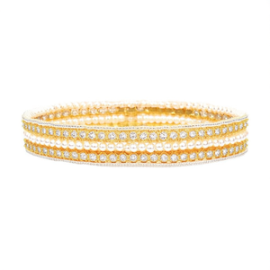 Gold Plated Crystal Stone Pearl <b>Bangles</b> <b>Set</b>-Fashion Jewelry - Product Image 2