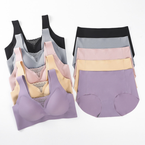 Nuevo Conjunto de Lencería Femenina sin Costuras de Seda Fría, Sujetador Push-Up Transpirable y Braguitas para Mujer - Product Image 2