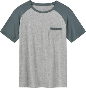 Conjunto de Verano para Hombre, Camiseta Casual Transpirable de Manga Corta con Bloques de Color Verde Grisáceo y Pantalones Cortos con Cintura Elástica y Bolsillo - Product Image 2