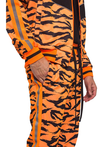 Survêtement coupe baril pour homme en mélange coton-polyester, coupe décontractée, jambe fuselée, sweat à capuche entièrement zippé, style streetwear - Product Image 6