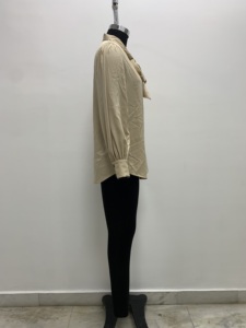 <b>Women</b> Loose Fit Beige Shirt <b>Long</b> Sleeve Solid <b>Blouse</b> Wrinkle Top Casual Commuting Spring Autumn - Product Image 3