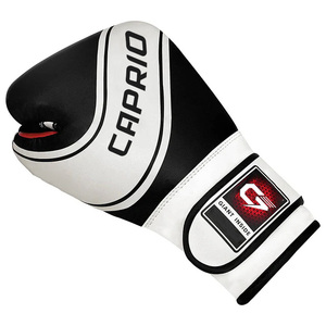 Gants de boxe d'entraînement MMA blancs et noirs 8oz 14oz avec fermeture à lacets et auto-agrippante en cuir PU, logo personnalisé, OEM, marque privée, unisexe - Product Image 3