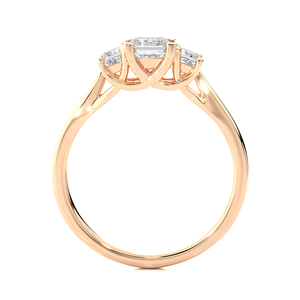 Bague pour femme en or 18 carats avec diamant de laboratoire taille princesse, design tendance, 1,00 carat, 3 pierres, bijoux de luxe - Product Image 2