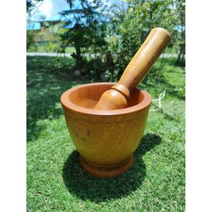 Mortier et pilon en bois d'acacia écologique, outil de cuisine pour les herbes et les épices - Product Image 6