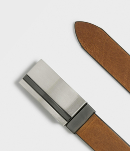 Cinturón de Cuero Vacuno Marrón con Hebilla Cuadrada de Cobre, Estilo Casual Vintage, Impermeable, 3.5cm de Ancho - Product Image 5