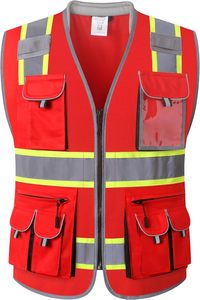 100% Polyester Reflective Safety Vest Hi Vi <b>Night</b> <b>Road</b> Work Reflective Safety Vest Multi Pockets for Construction Hi vi Vest - Product Image 2
